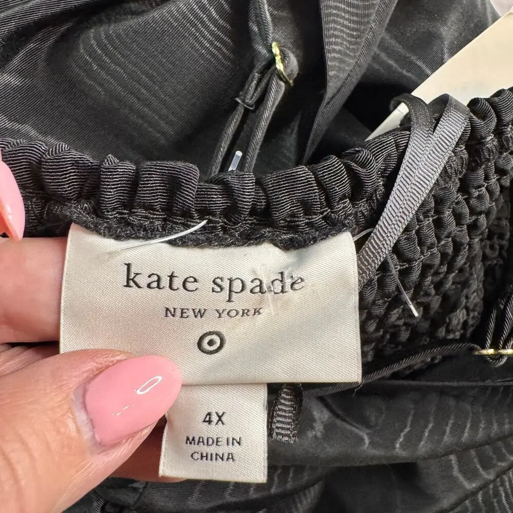 NWT Kate Spade New York x Target Black Smocked Puff Sleeve Midi Dress 4X